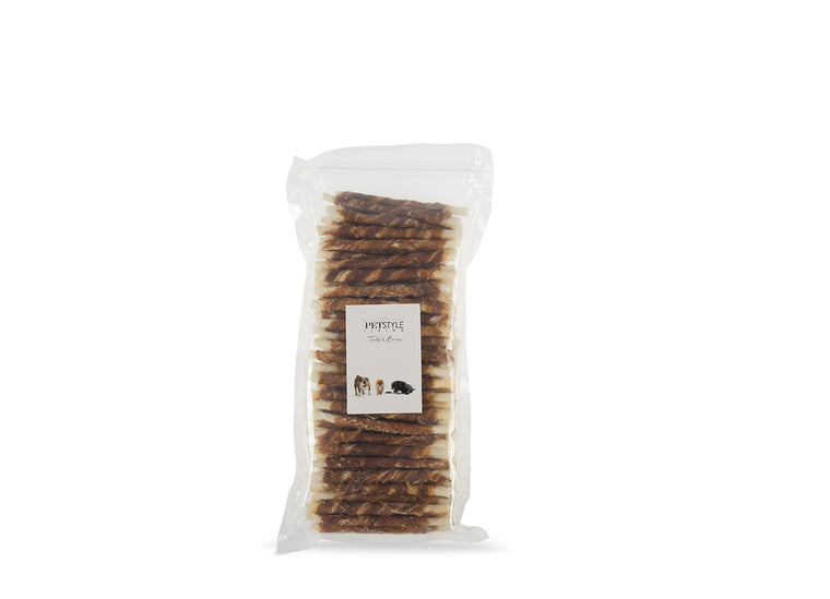 Wit gedraaide stick met eend 12.5cm 7/8mm - Per doos (15)