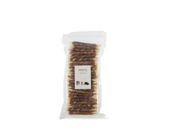 Wit gedraaide stick met eend 12.5cm 7/8mm - Per doos (15)
